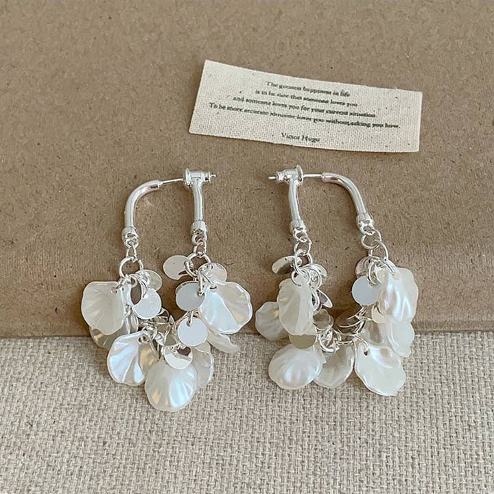 White Earwish - Shell Shaped Tassel Earrings for Women for wholesale on Faire1