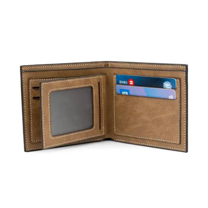 Weddingstar Inc. - Wholesale Wallet - Men's - Men's Brown Faux Leather Wallet - Blank2