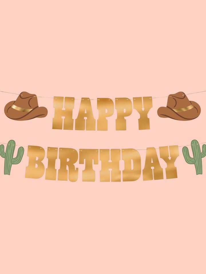 Wild Wild West Banner - gold foil banner for wholesale by Petit Fetti