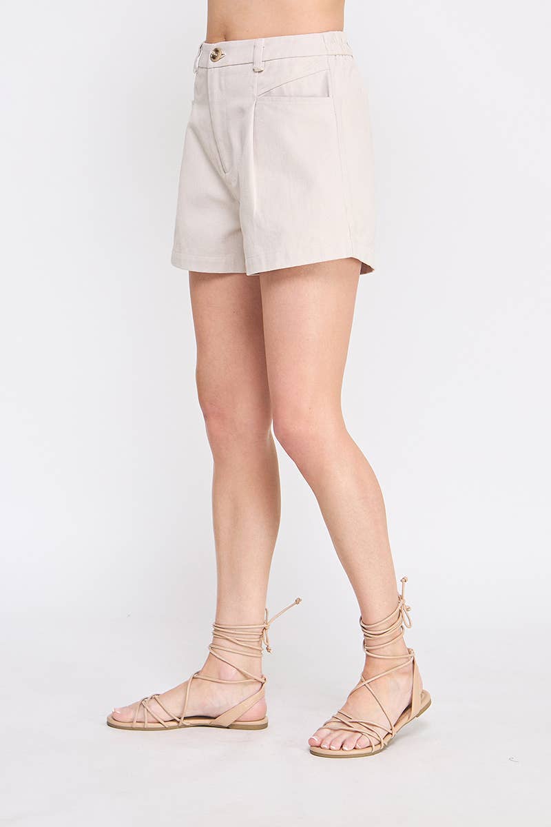 Allie Rose - Wholesale Shorts - Women's - Twill Box Pleat Shorts with Pockets5