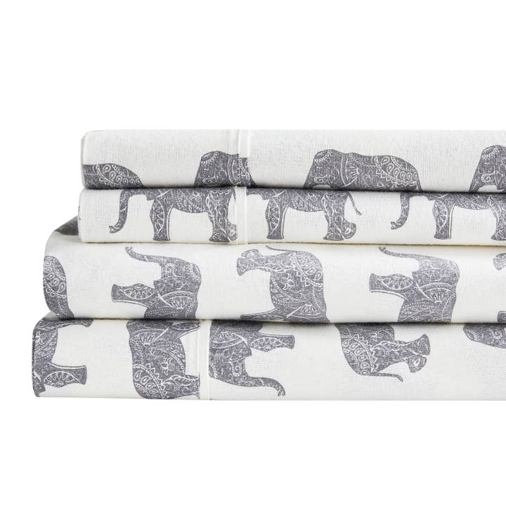 Mélange Home - Wholesale Sheet Set - Elephants Flannel Sheet Set5