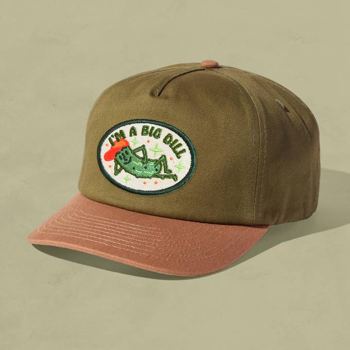 Casquette souple rétro bicolore 5 panneaux Big Dill pour la vente par The Space Bureau