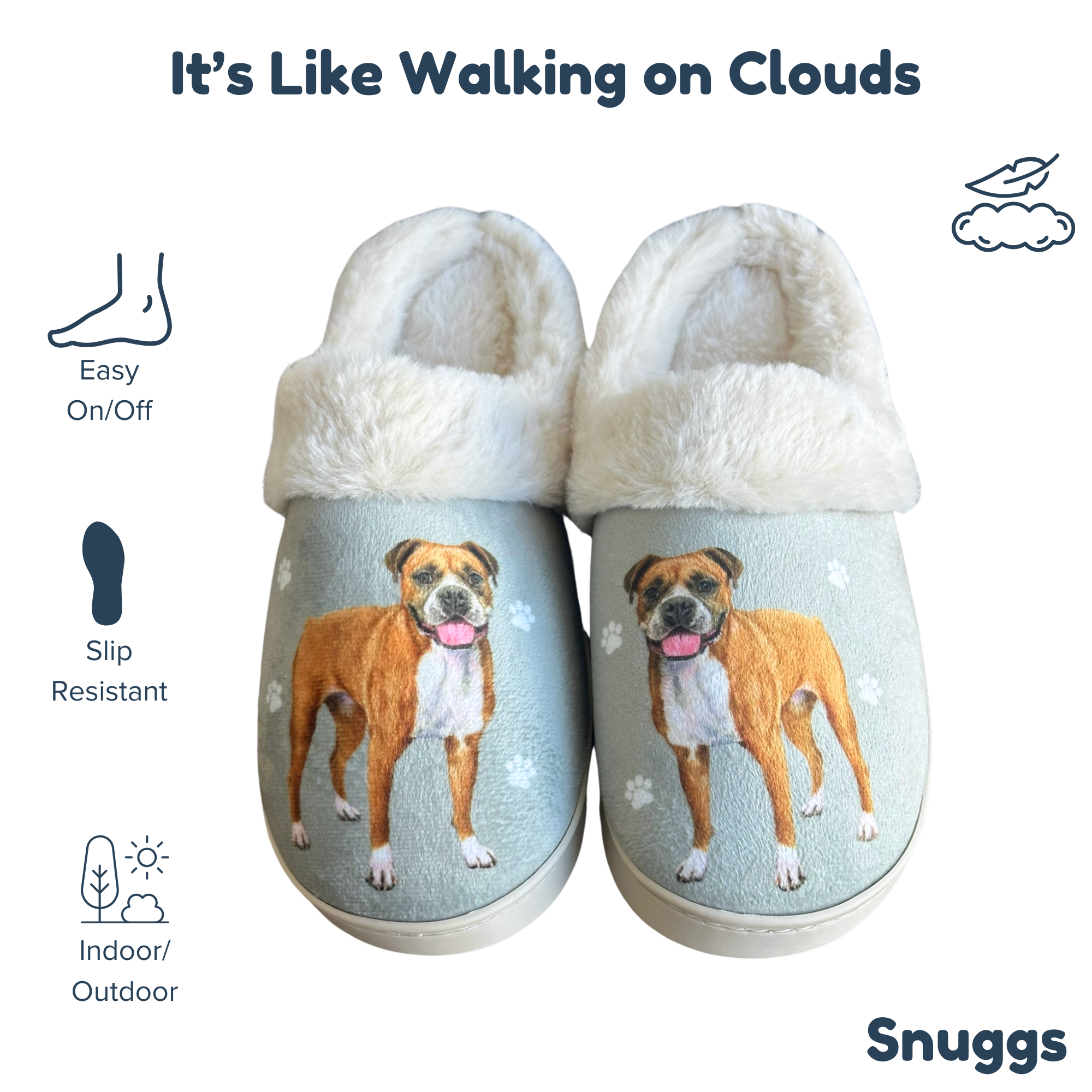 E&S Pets - Wholesale Slippers - Unisex - Boxer Snuggs Slipper - Comfy - Pet lovers1