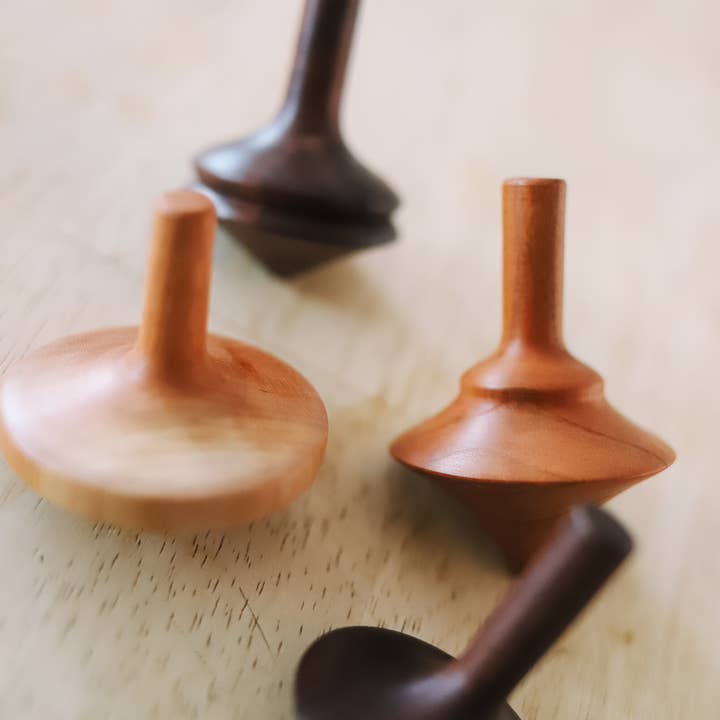 Make It Slow | Modern Woodworking the Old Fashioned Way - Wholesale Wood Toy - Kids - Toy Hardwood Top Spinner | Classic Game Stocking Stuffer