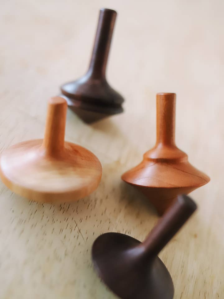 Toy Hardwood Top Spinner | Classic Game Stocking Stuffer for wholesale by Make It Slow | Modern Woodworking the Old Fashioned Way