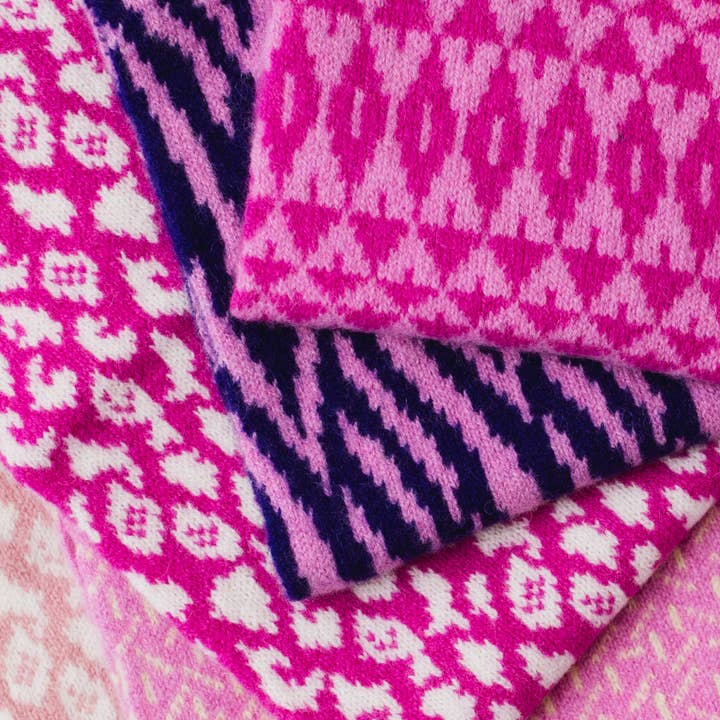 Miss Knit Nat - Wholesale Scarf - Women's - Zebra snood / cowl - nightfall and thulian pink4