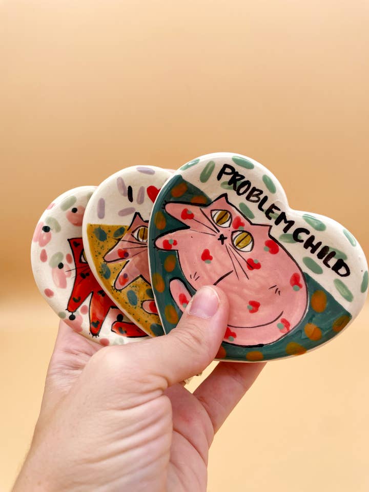 Ceramic Heart Kitty Dish in 4 sizes for wholesale by By Bianca Rae