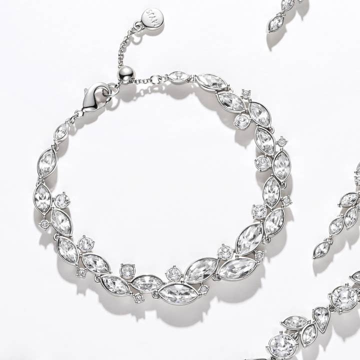 My Jewellery Story - Venta al por mayor Pulseras de abalorios/colgantes - Pulsera Paloma con cristales de Swarovski en rodio |3-1122-RCLR1