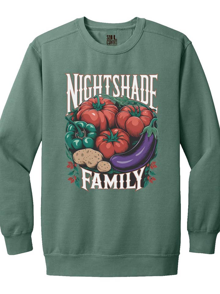 Grafische Kunst Trui met Groenten uit de Nachtschadefamilie voor wholesale door Soil Comforts