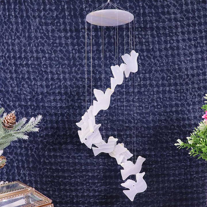 Natures Artifacts Inc - Venta al por mayor Campanas de viento - Carillón de viento - Paloma de ónix blanco | Campanillas de viento de piedras preciosas para decoración4