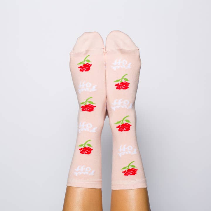 Yellow Owl Workshop - Wholesale Socks - Women's - F*ck Off Rose Crew Flower Socks - Small/Women's - Swear Word