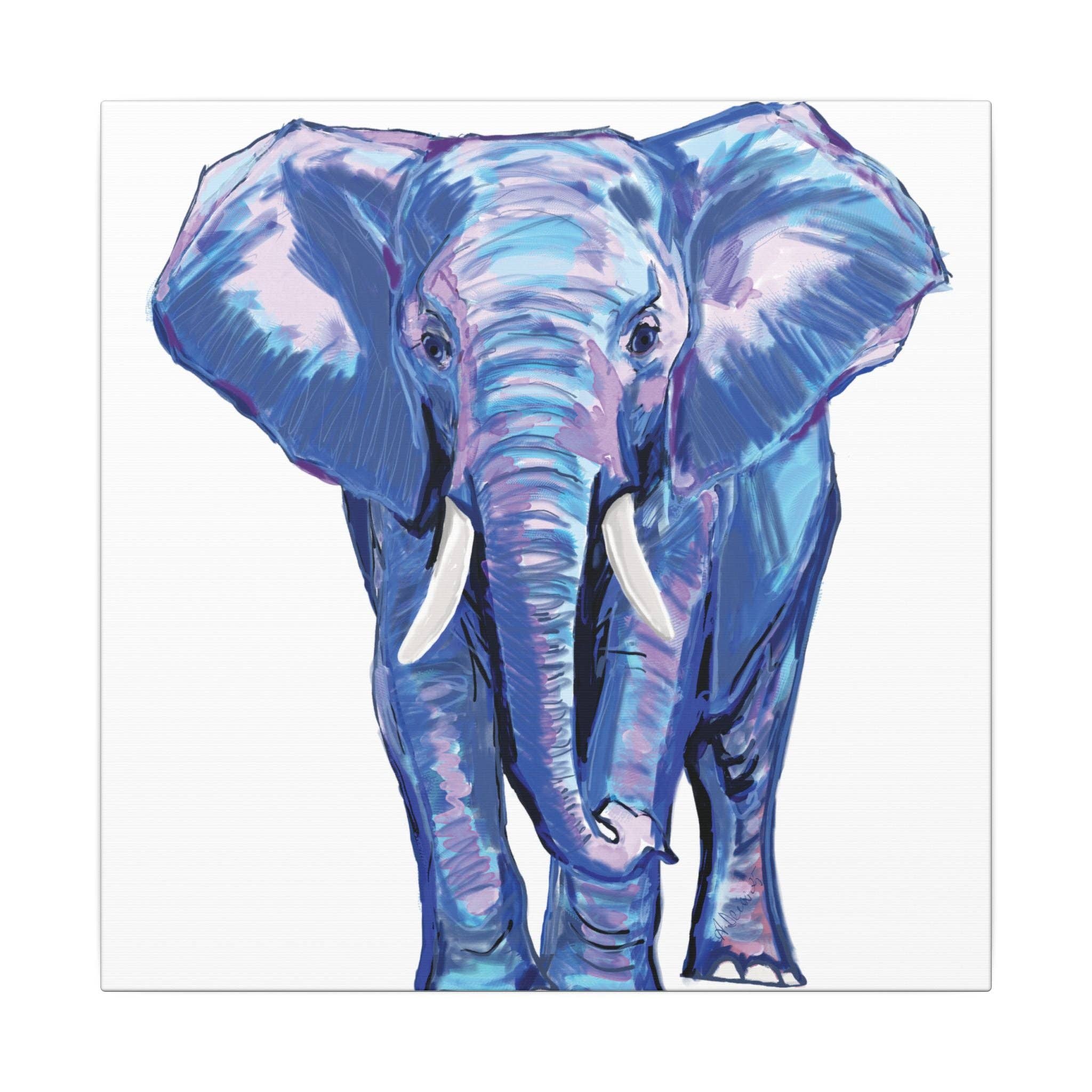 Blue Cava - Wholesale Art Print - Blue and Pink Elephant Canvas Art - Colorful Elephant Wall Décor74