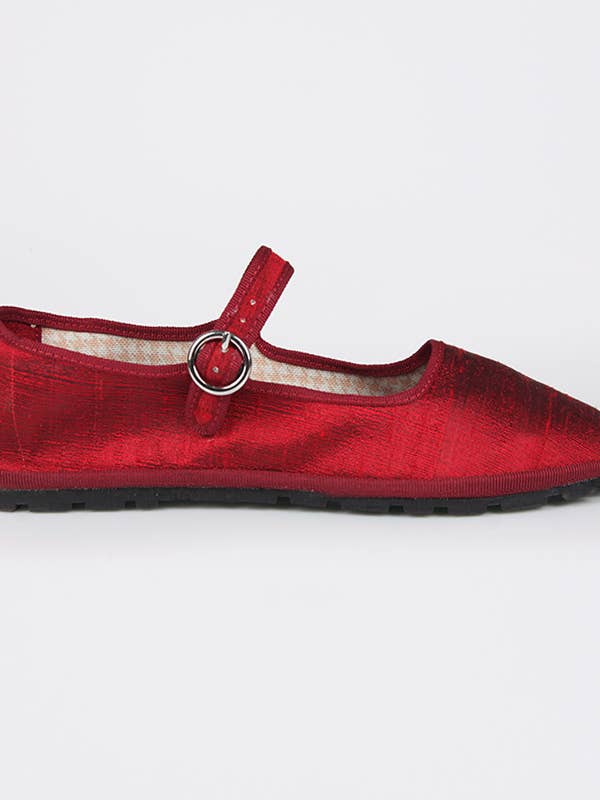 Mary Shelley Shantung rouge pour la vente par Venezianas Scarpe Originali