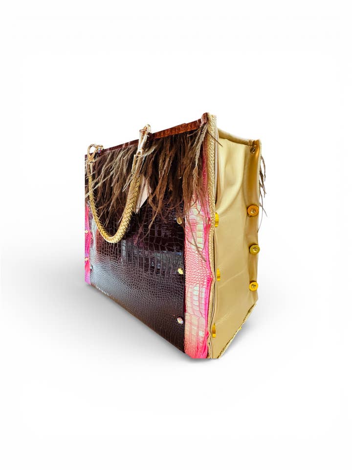 Chocolate Ostrich Tote for wholesale by Soderena Designs