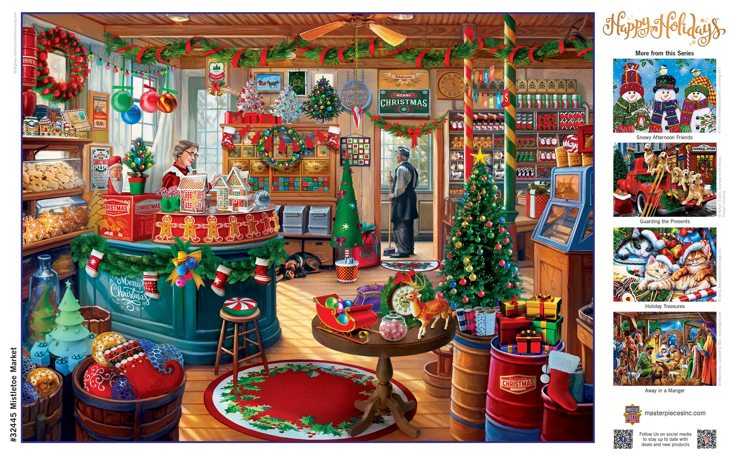 Masterpieces Puzzles - Vente Puzzle – adulte - Puzzle EZ Grip de 300 pièces Happy Holidays - Mistletoe Market3