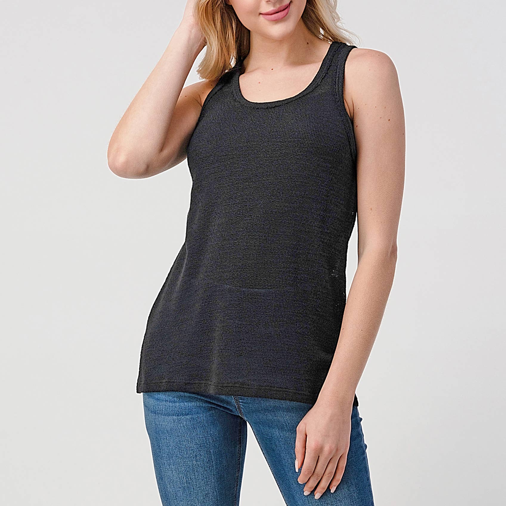 Heimious - Vendita all'ingrosso Canotta - Donna - Canotta Slub Texture con spacchi laterali, T46734