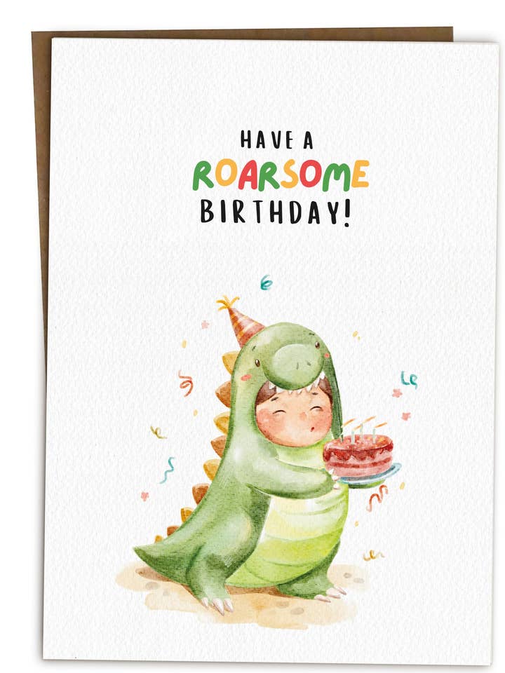 Cartão de Aniversário Feliz para Crianças Menino Menina Dinossauro Fofo com Trocadilho por atacado de BYANIKA