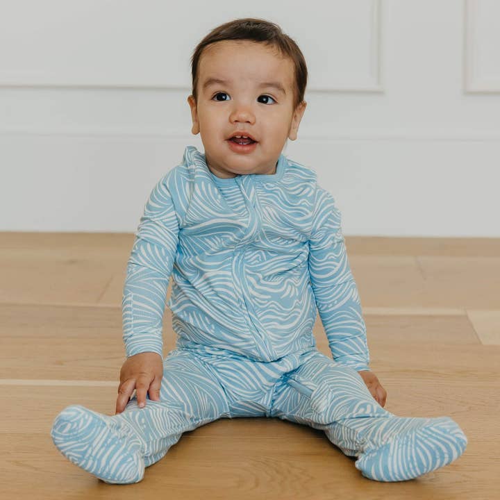 Copper Pearl - Wholesale Sleepsuit - Baby - Zip-Up Footie Pajama - Surf