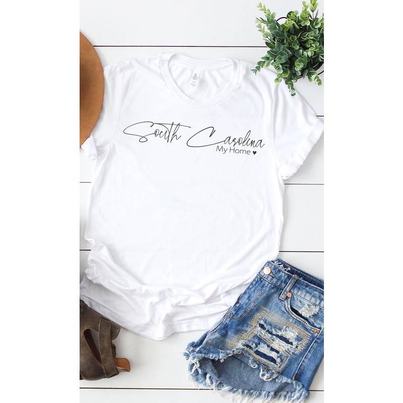 Kissed Apparel – wholesale Screen printed t-shirt – Women′s – South Carolina my home graphic tee1