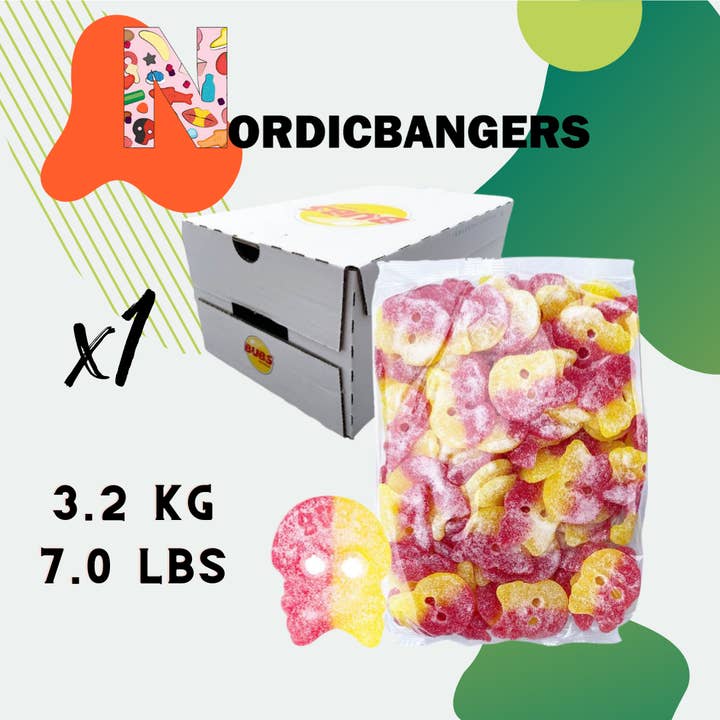 Nordicbangers - Swedish Candy Supply - Wholesale Gummy - Bubs Swedish Candy Box 3.2kg Sourskull-Big - Mix your candy3