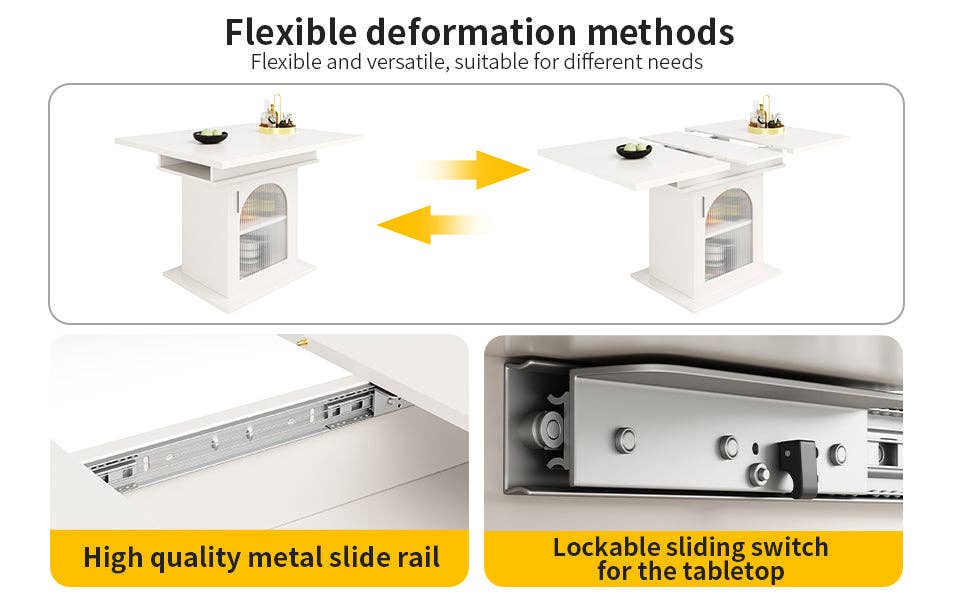 Urban Meuble - Wholesale Side Table - Extendable dining table with wood effect, black storage space, and glass 110-140*70cm CHOCAS BLACK GLASS18