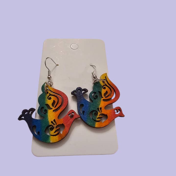 Eclectic Judaica - Wholesale Dangle Earrings - Wooden Rainbow Earrings 5