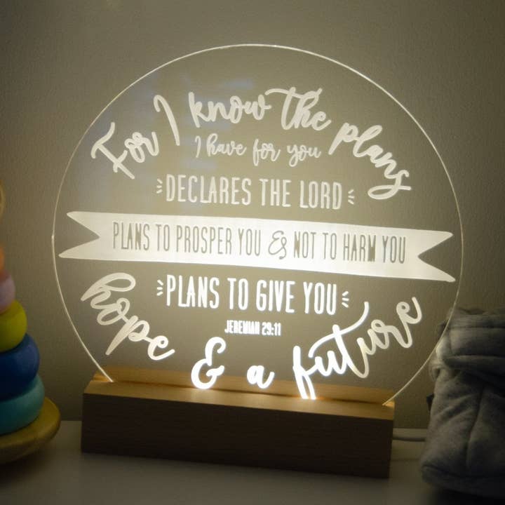 Jeremiah 29:11 I know the plans I have for you light design for wholesale by Birch and tides