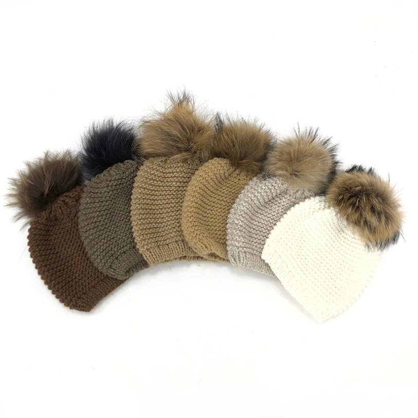 MILANO AMOUR - Wholesale Beanie - Women's - HAT WOOL BEANIE WITH REAL FUR POM POM13