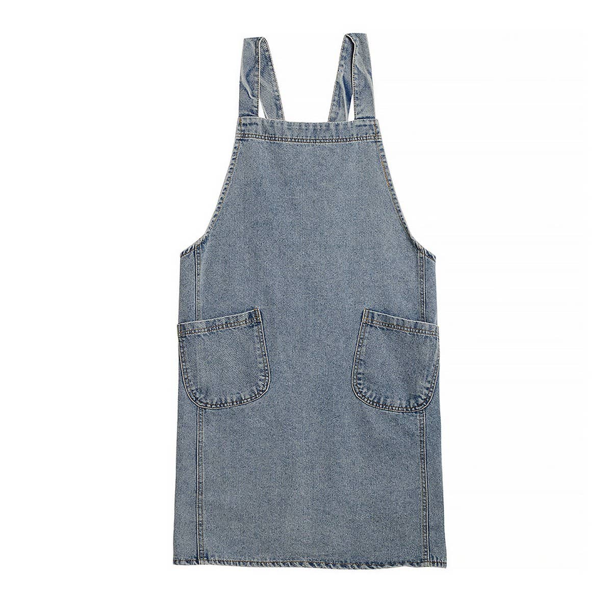 ACCITY - Wholesale Apron - Cotton Canvas Washed Denim Apron with pockets_CWMM32969