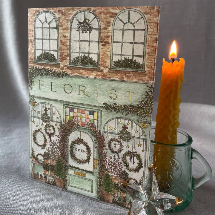 Brittany Davies Illustration - Wholesale Christmas card - Florist Hot Foiled Christmas Card5