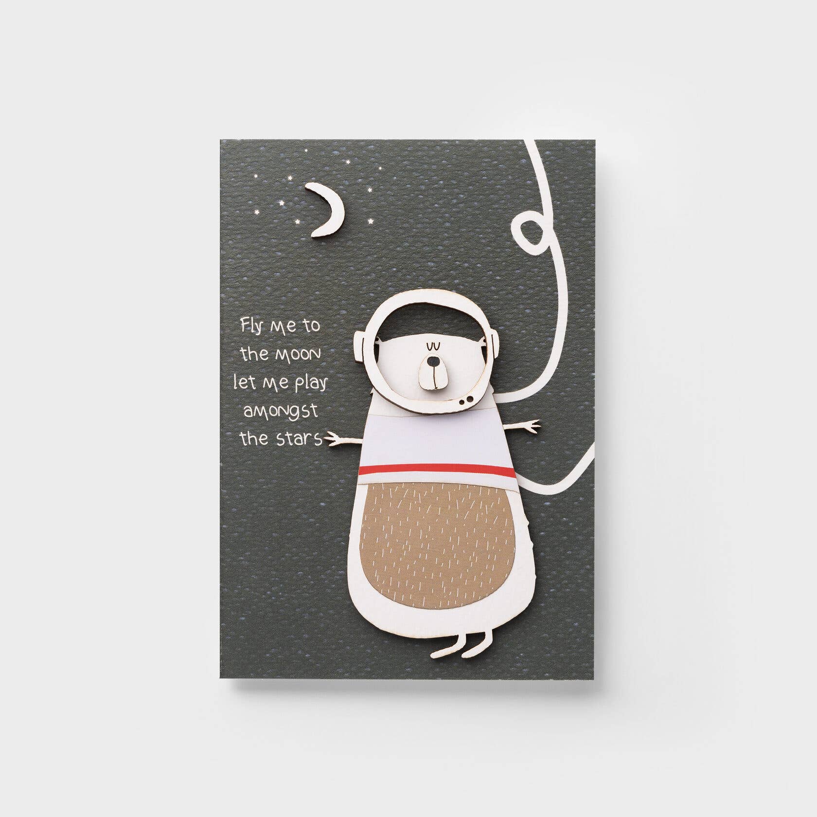 PESKOVOI - Vente Carte de vœux classique - Carte Astronaute en Bois 3D – Carte de Vœux Spatiale Romantique PESKOVOI1
