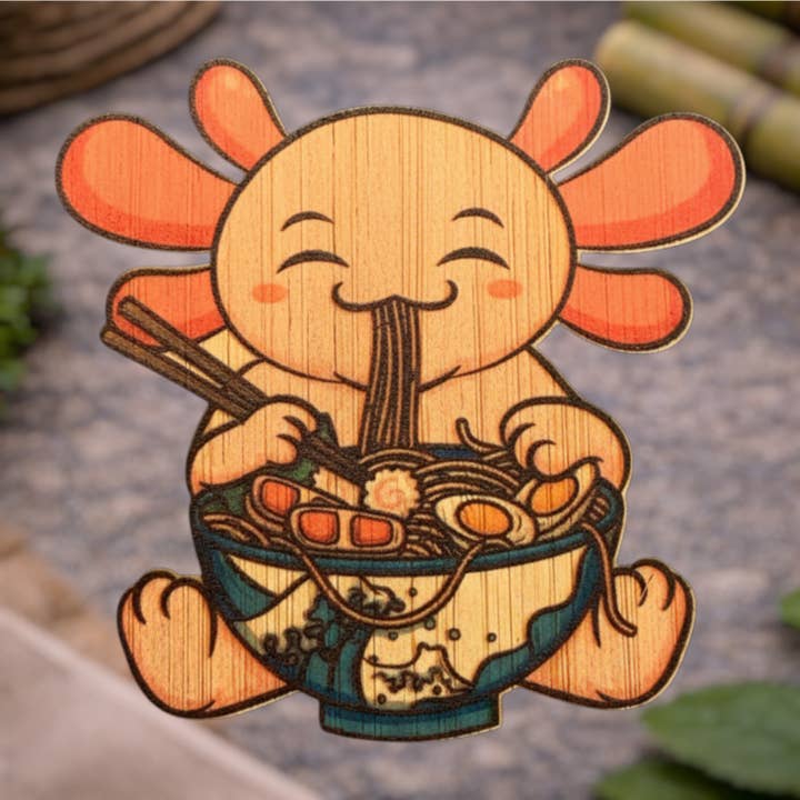 Ramen de ajolote para venta al por mayor de Bamboo Wood Stickers