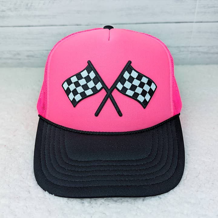 Trendy Transfers - Wholesale Patch - Checkered Flags HAT/POCKET Embroidered Patch