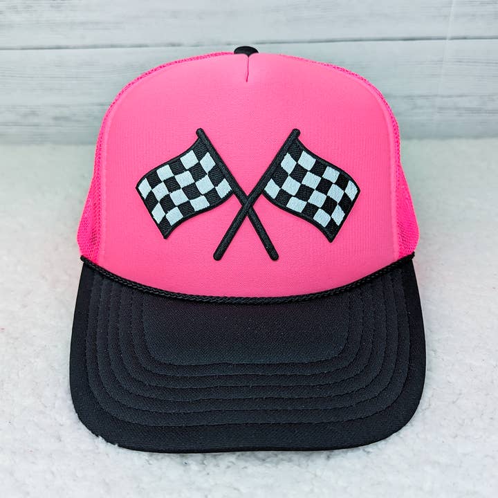 Checkered Flags HAT/POCKET Embroidered Patch for wholesale by Trendy Transfers