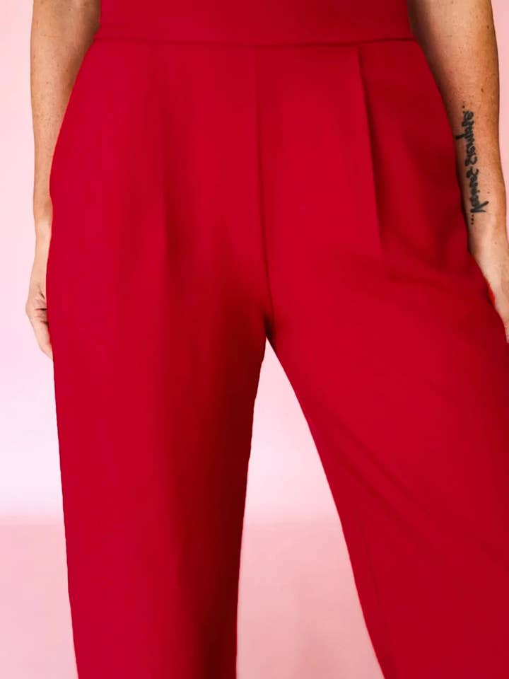 FULL TIME PURCHASE - Wholesale Pants - Women's - Pleated Pull On High Elastic Waist Loose Straight Pants4
