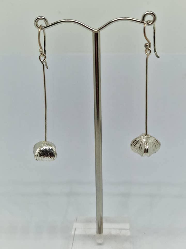 Square seed pod, Lampshade Drops in Silver for wholesale by Andrew O'Dell Jewellery