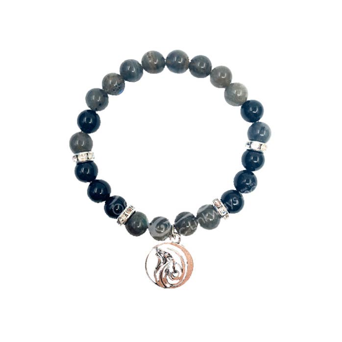 "Full Moon” Bracelet - Black Tourmaline & Blue Labradorite for wholesale by Moon Child