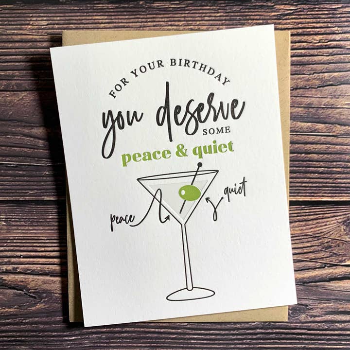 Kincaid Creative - Wholesale Birthday Card - Martini Birthday card. Funny Birthday Card. Friend Birthday.