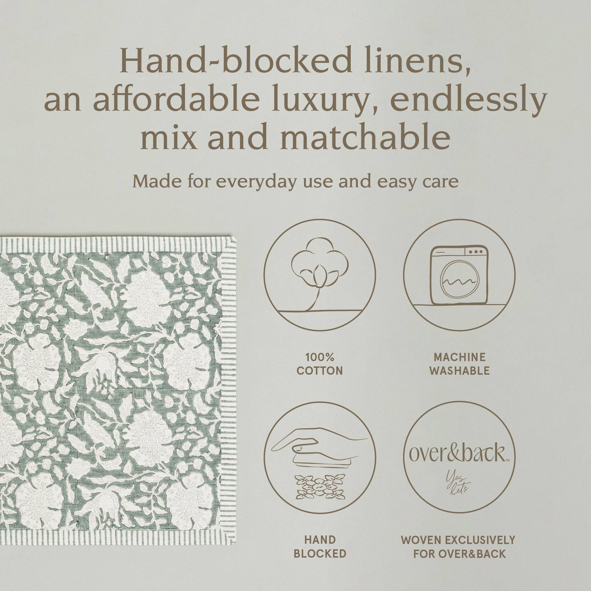 over&back - Wholesale Placemat - Artisan Hand-Blocked Placemats – 100% Cotton – Set of 451