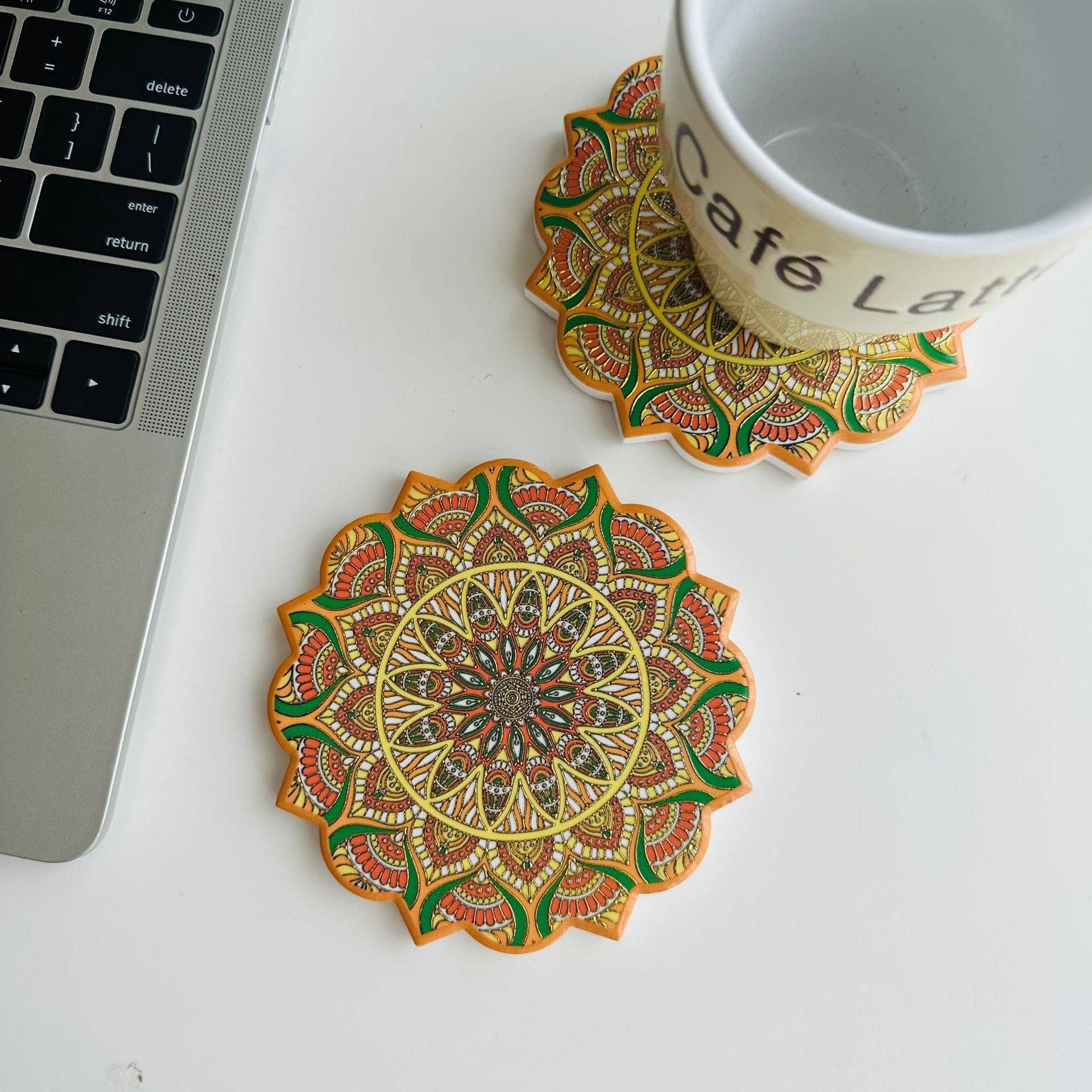 Magia Design - Wholesale Coasters - Bohemian Mandala Flower Heat-Resistant Coaster0