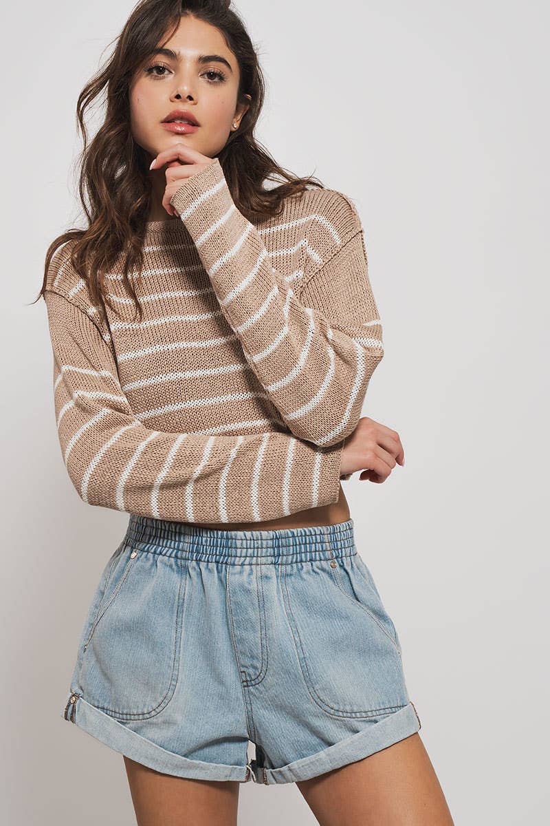 Urban Daizy - Wholesale Shorts - Women's - Spring Elastic Waist Cuffed Print Shorts34