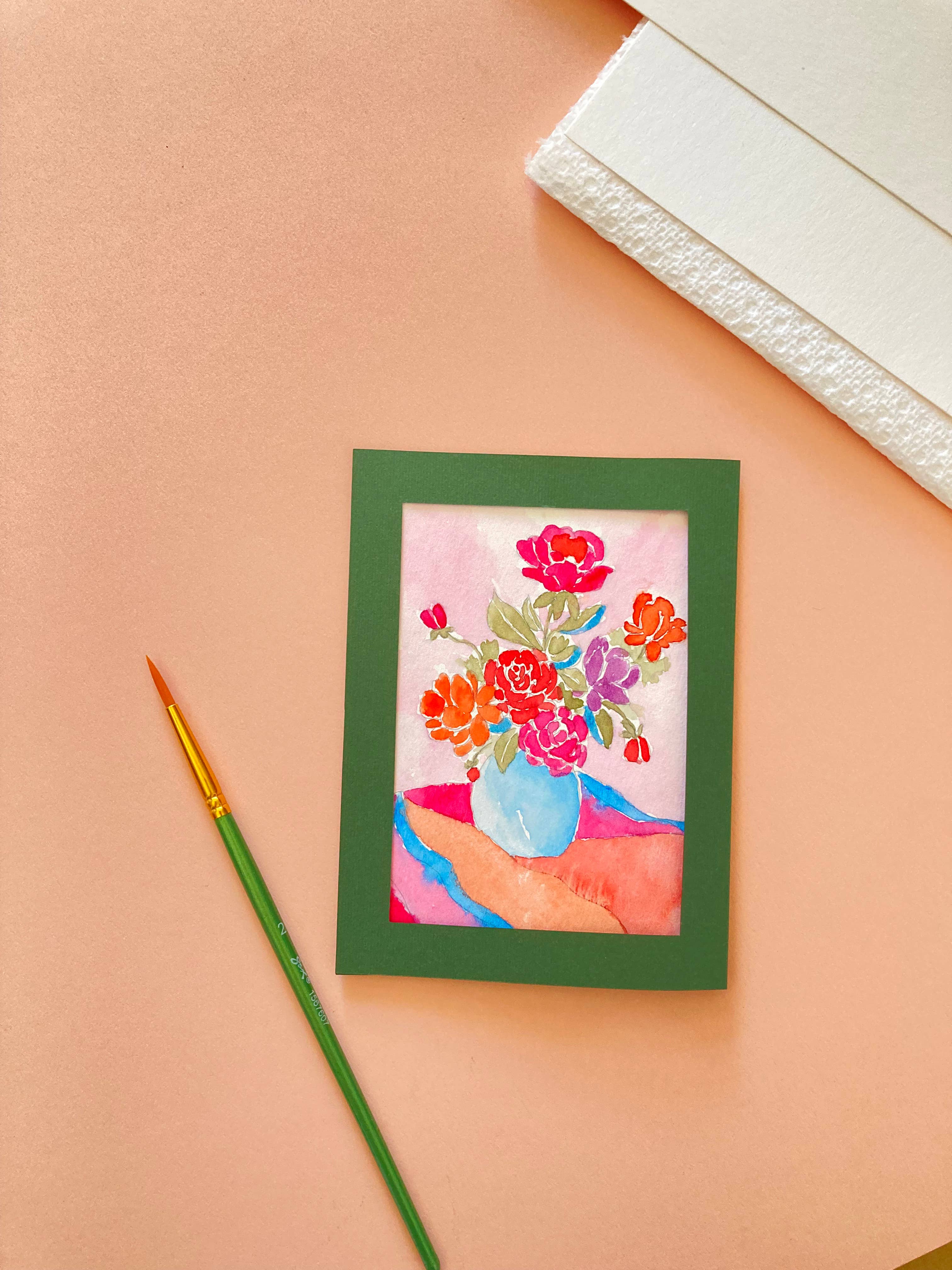 Pink Puddle Studio - Wholesale DIY Craft Kit - Pink Floral Rose Still Life Watercolor Paint by Number Kit 6