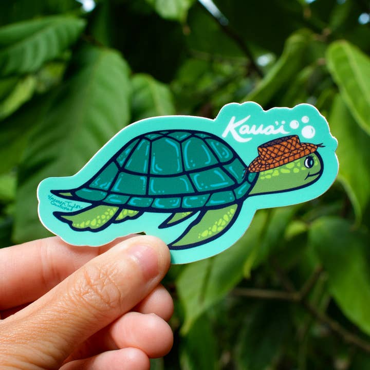 KAUAI SEA TURTLE STICKER - SMALL for wholesale by Lauren Taylor Creations