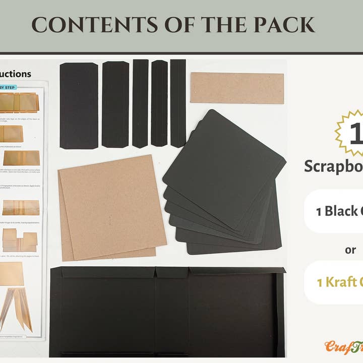 CrafTreat - Wholesale Scrapbook - CrafTreat Basic 8x8 Black DIY Scrapbook Template - Black