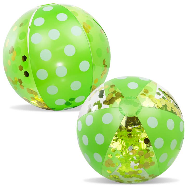 Poza - Palla da Spiaggia a Pois da 16 Pollici - Verde Oro - Set di 2 per la vendita all'ingrosso da parte di Cota Global