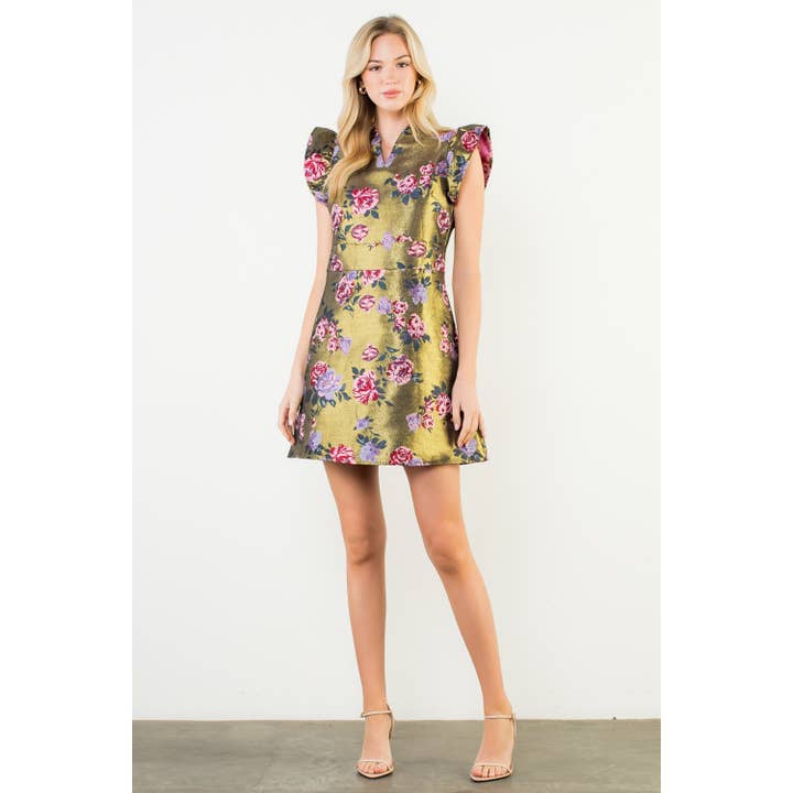 Vestido com Estampa Floral e Manga Franzida por atacado de THML