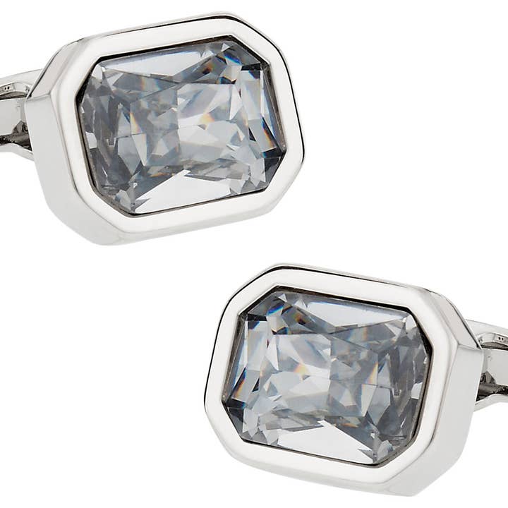 Boutons de manchette en cristal transparent autrichien pour la vente par Cuff-Daddy