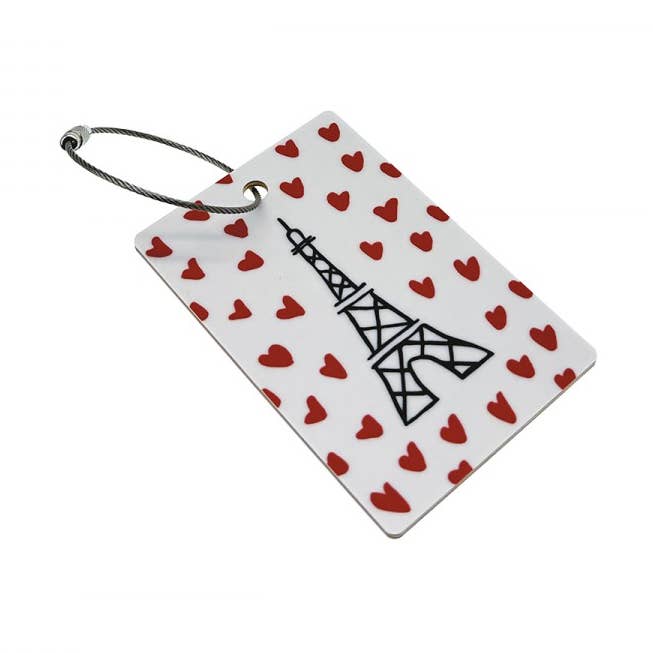 SB639T Étiquette de bagage en bois - « Picto - Cœurs » pour la vente par Petit Jour Paris