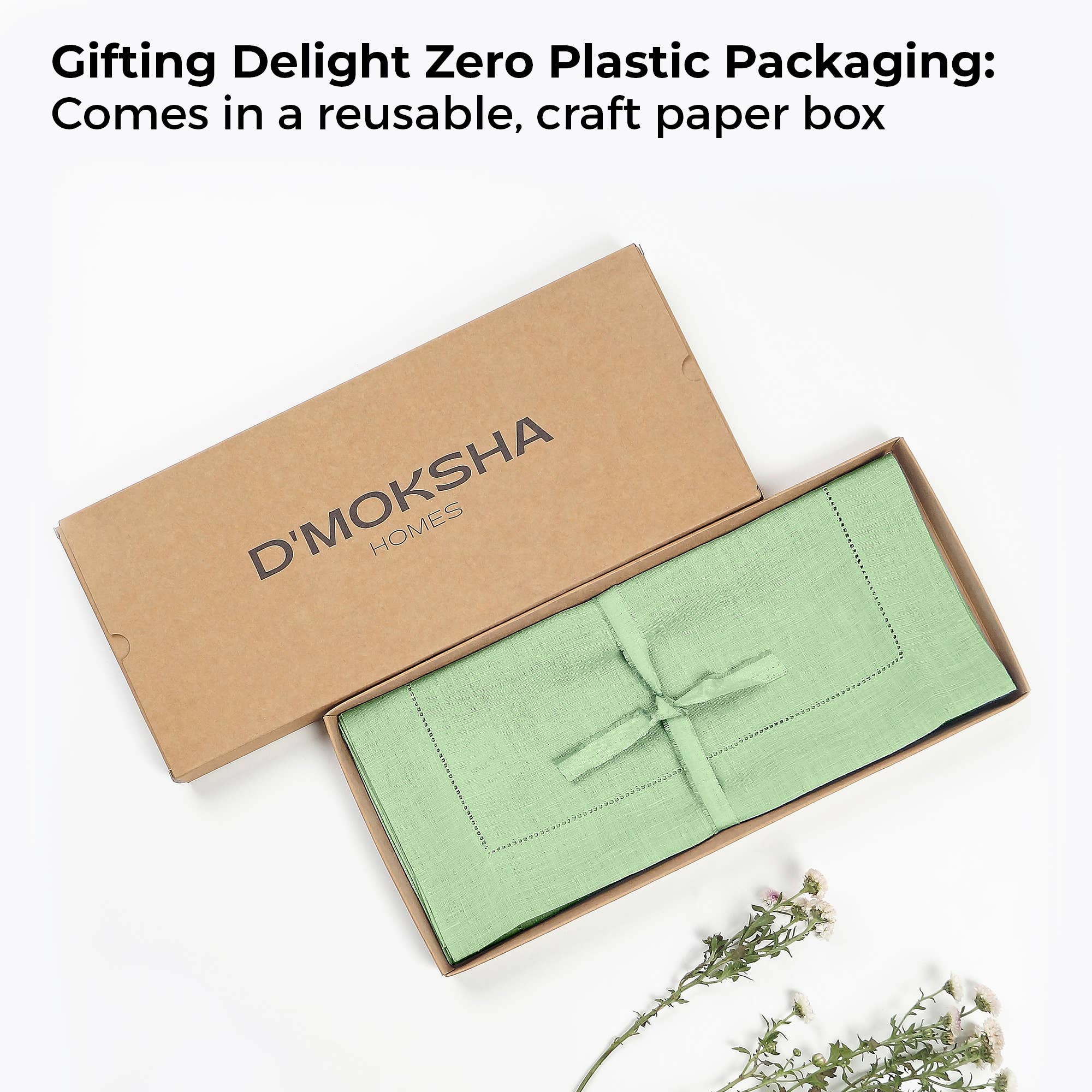 D'Moksha – wholesale Table runner – Sage Green Linen Table Runner - Hemstitch4