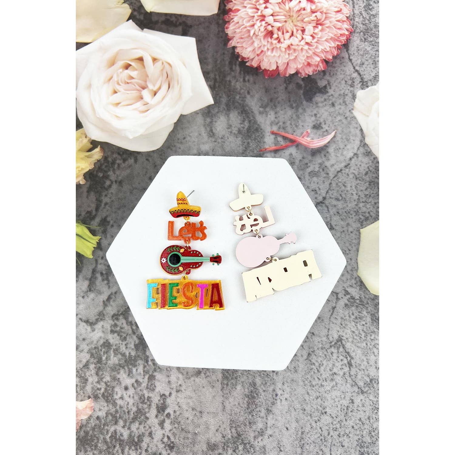 MULTI  ACRYLIC LETS FIESTA CINCO DE MAYO DROP EARRING for wholesale on Faire1